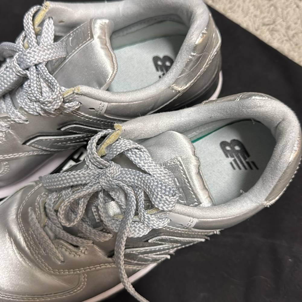 New Balance Metallic Silver Sneakers